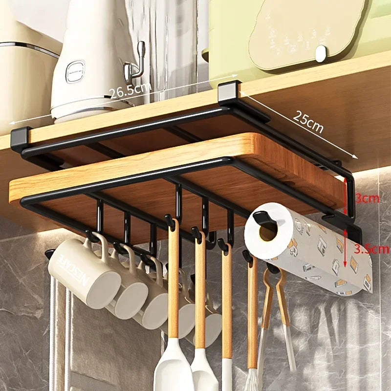ROVELIA Under-Cabinet Kitchen Organizer Rack with Hooks