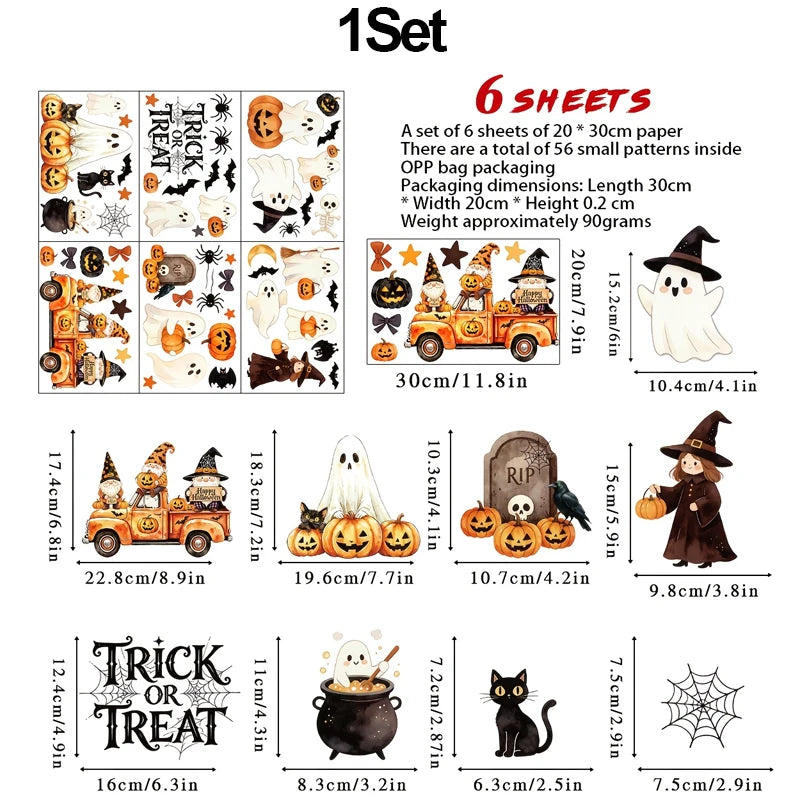 Halloween Window Clings – 6 Sheets Ghost & Pumpkin Decorations